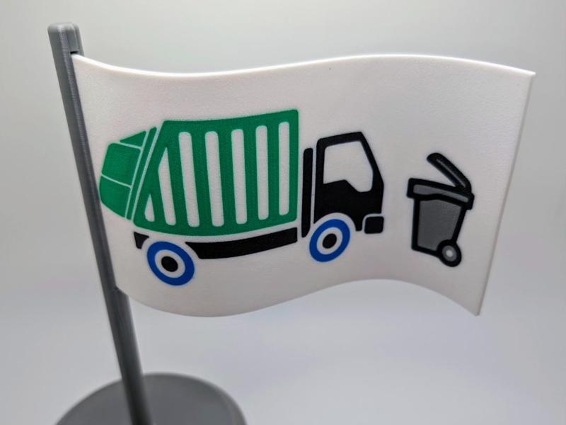 Trash Truck with Trash Can Flag