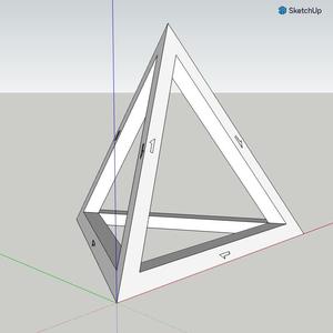 Tetrahedron model. Pyramid of triangular base. 4 faces snap together with magnets.