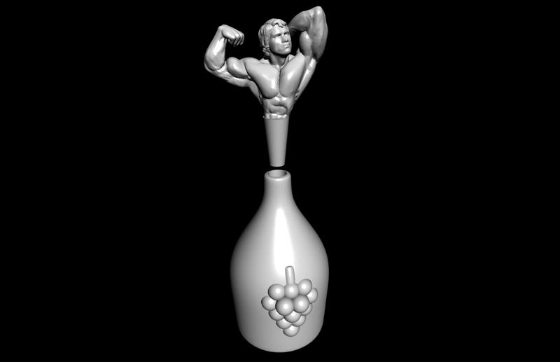 Arnold Schwarzenegger as a a bottle cap