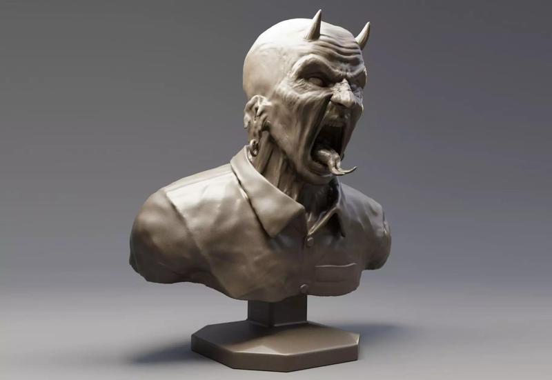 Anger bust of devil with horns