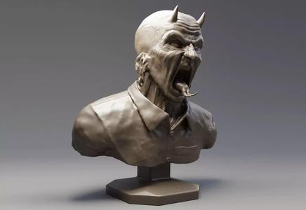 Anger bust of devil with horns
