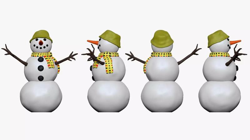 001360 snowman in green hat 3dp