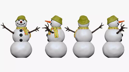 001360 snowman in green hat 3dp