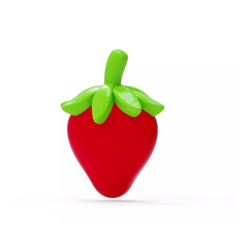 3D Printable Cute strawberry print model rubber FD0004