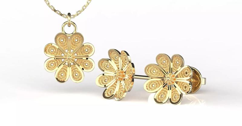 Filigree Flower Stud and Pendant 6 Astor