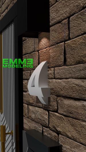 House Number 4 in Modern Rounded Style