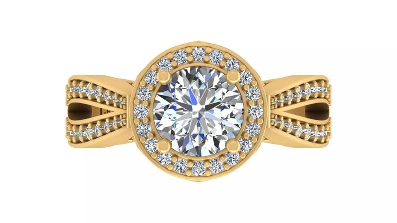 Royal Halo Split Shank Engagement Ring