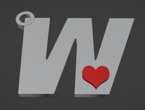 KEYCHAIN LETTER W WITH HEART