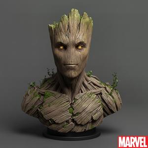 Groot Adult Bust - Galactic Guardian Live Wooden Bust