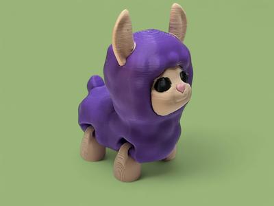 Cute articulated cartoon kawaii llama