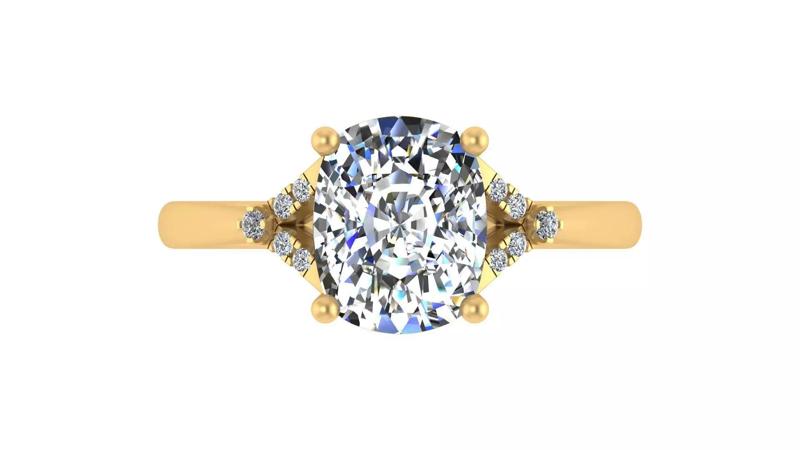 Cushion-Cut Halo Accent Engagement Ring