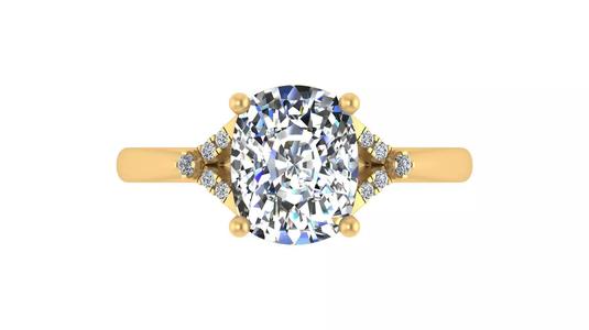 Cushion-Cut Halo Accent Engagement Ring