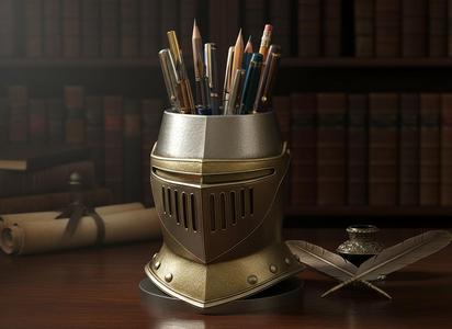 Medieval Knight Helmet Pencil Holder – 3D Printable Desk Organizer