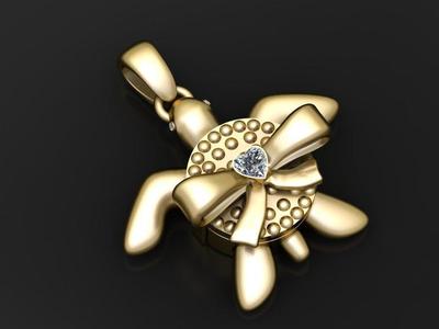 Diamond Bow Turtle Pendant