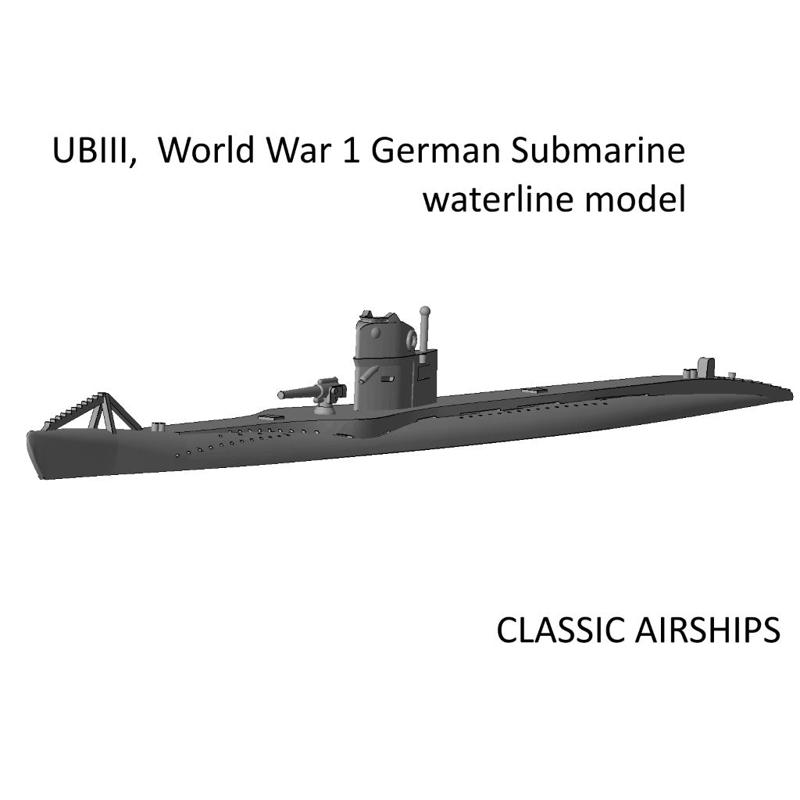UBIII German Submarine of WW1 waterline model
