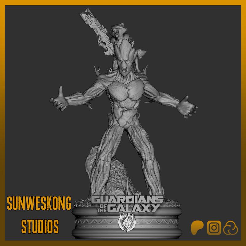 Guardians Of The Galaxy Vol. 1 Rocket & Groot Statue