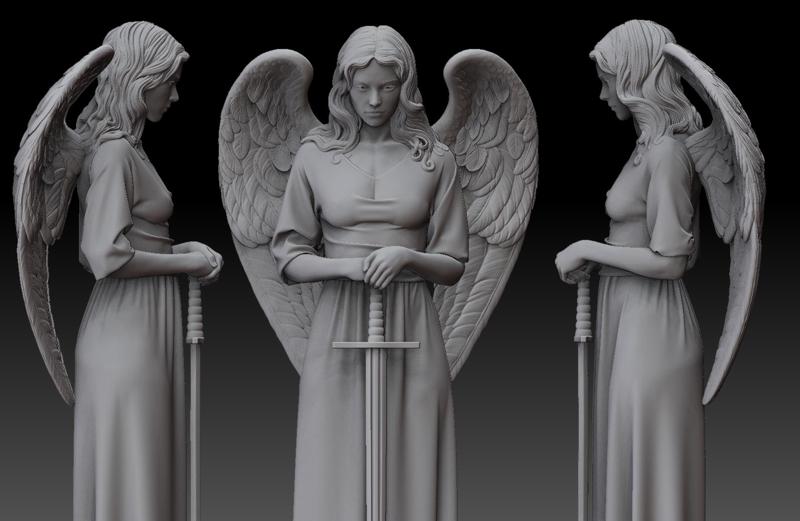 Beautiful Guardian Angel 3D Sculpture