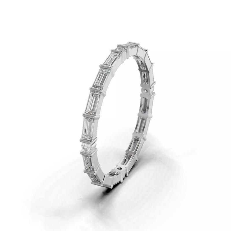 Women ring with round and baguette stones 11