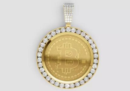 Bitcoin Diamond Pendant 3D Model 3DM  STL 21K Gold Design