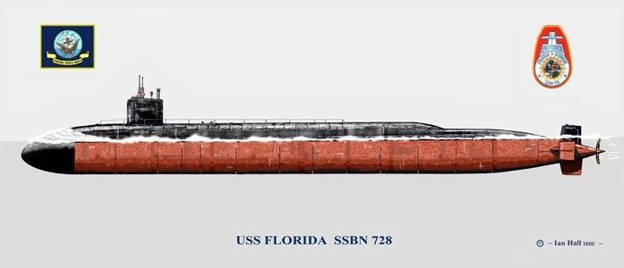 SUBMARINE USS FLORIDA SSBN 728 - 1/350 High Quality