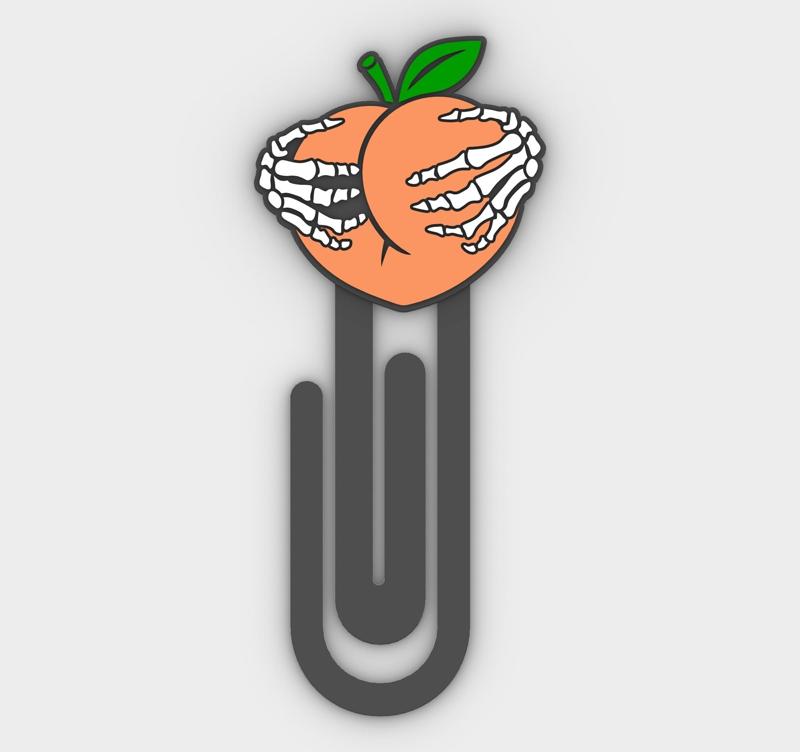 Paperclip SKELETON HAND HOLDING PEACH - bookmark - 3MF pre-painted , STL