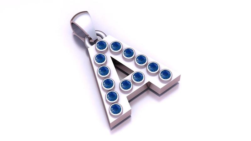 A ALPHABETS GOLD PENDANT  3d printable model