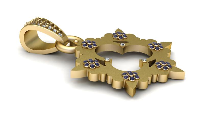 Regal Floral Heart Pendant  3D Printable Jewelry Model