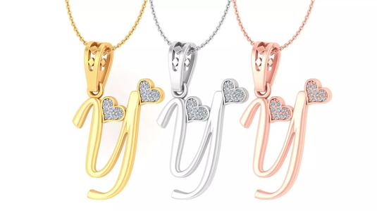 Alphabet - Y Diamond Charms Pendant 3dm stl render Detail