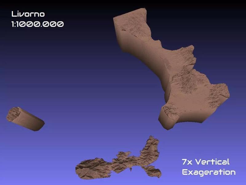 Italy 3D Map of Livorno Provice 1 to 1000000