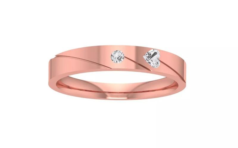 Heart And Round Cut Two Stone Wedding Band 3dm STL OBJ FBX