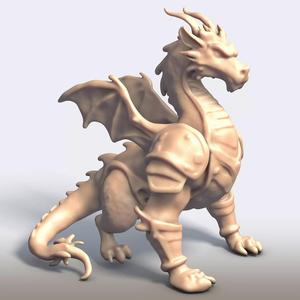 Armored Dragon - Mythical Warrior Beast  3D Printable STL Model