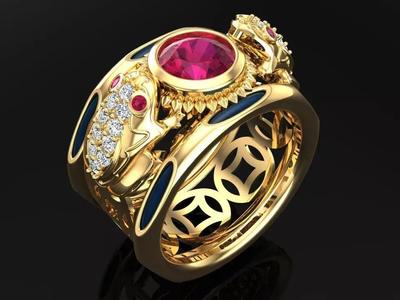 Toad ring - Elephant ring - Mens ring - N945