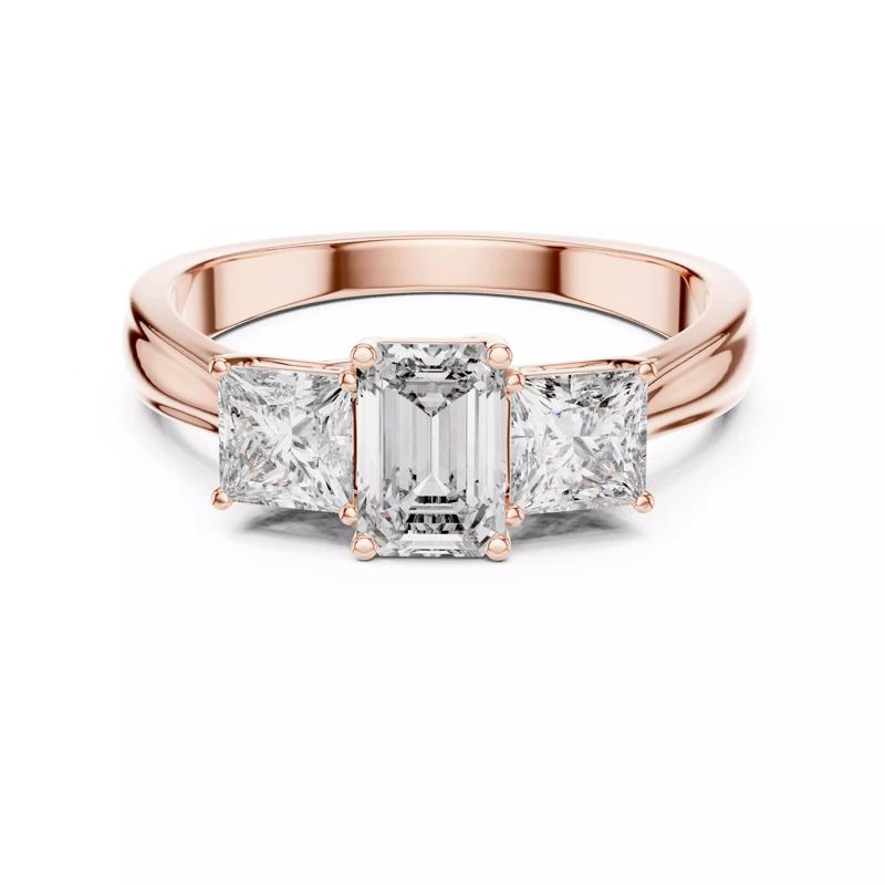 Three Stone Emerald and Princess Cut Diamond Ring 3DM STL Video