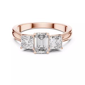 Three Stone Emerald and Princess Cut Diamond Ring 3DM STL Video