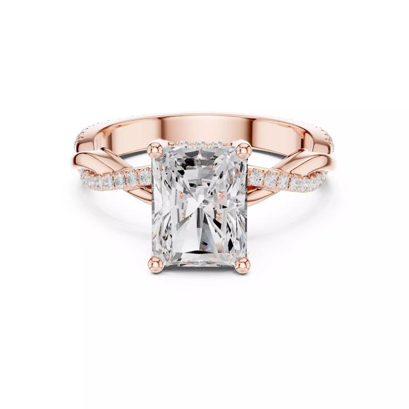 Twisted Shank Radiant Cut Diamond Engagement Ring 3DM STL Video