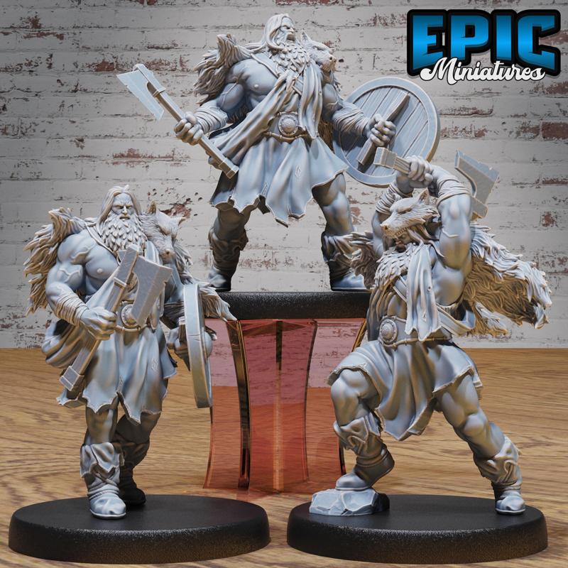 Berserker Viking Set ‧ DnD Miniature ‧ Tabletop Miniatures ‧ Gaming Monster ‧ 3D Model ‧ RPG ‧ DnDminis ‧ STL FILE