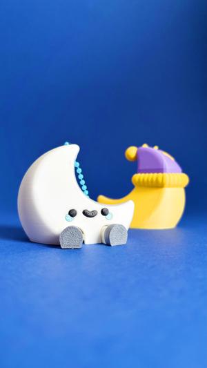 Cute Articulated & Clicker Moon | No AMS | Print-in-place | Support-free