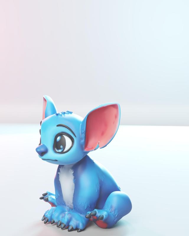 Cute Sitting Stitch Cartoon Character
