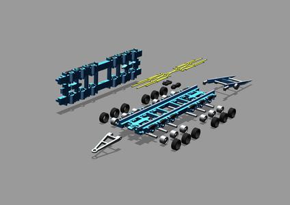 Culemeyer 6 axles trailer with ramp .STEP .STL scale 1/160