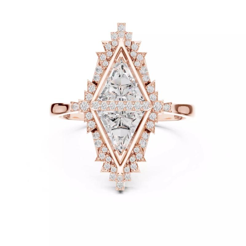 Tringle Cut Diamond Engagement Wedding Ring 3DM STL Video