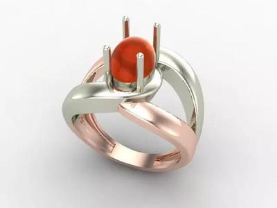 Two-piece ring with red opal