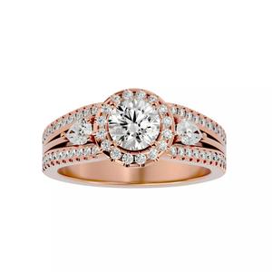 Tri Diamond solitaire wedding engagement ring with 360 view