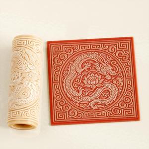 Ancient Chinese Dragon & Lotus Texture Roller – Clay Tool for Pottery, Crafts and Fondant