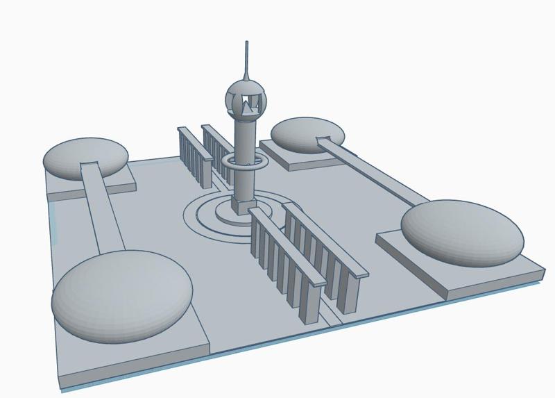 Futuristic and minimal city miniature with a skyscraper