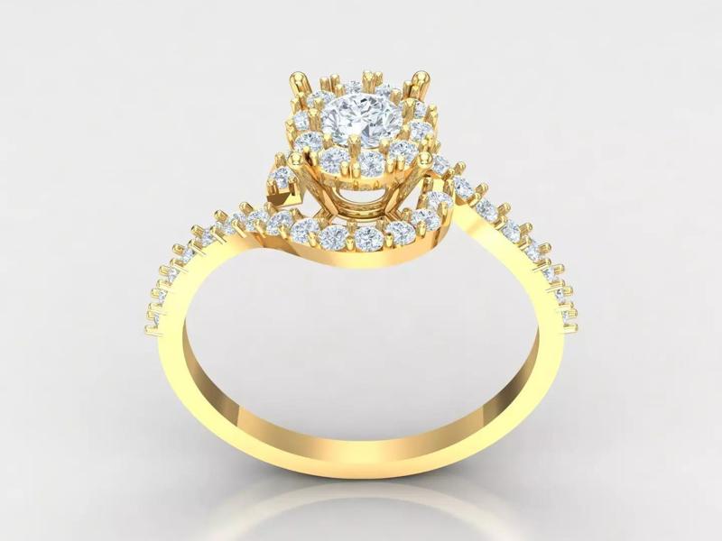 White Natural Diamond Fashion Ring In 10k Yellow Gold WR96