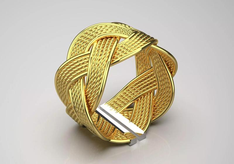 Luxury textured ring with yellow gold model gr0075