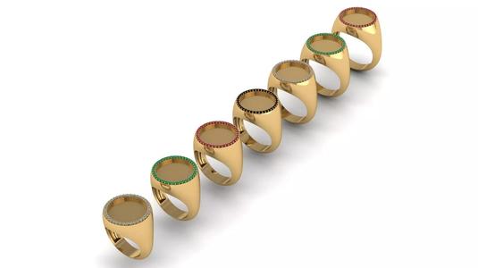 Signet Ring Round 16 mm with Diamonds