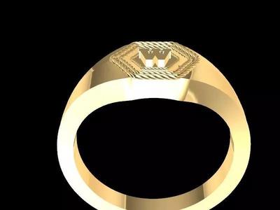 w alphabet rope signet ring stl verified