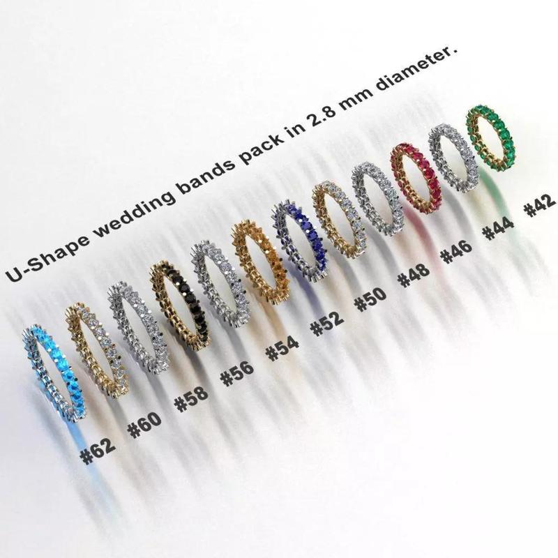 U-Shaped Wedding Bands Pack for 2-8mm