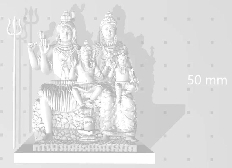 ready STL file of God Shiva Goddess Parvati Family